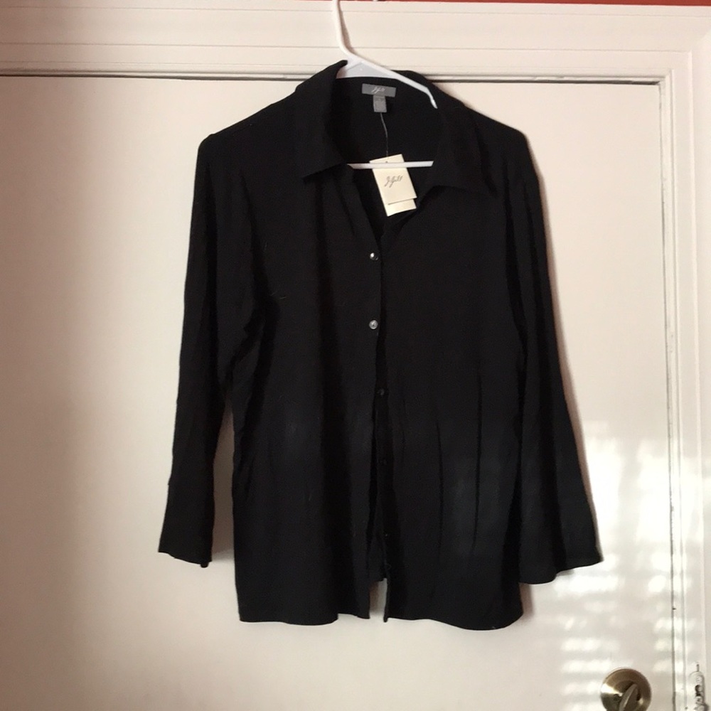 Jersey knit button front blouse